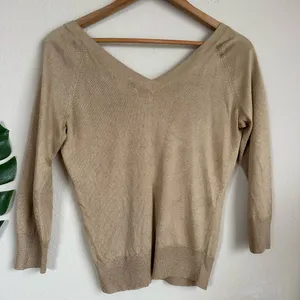 Vintage Banana Republic Gold Knit Off the Shoulder Top thumbnail 10