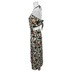 Suen Noaj Molaga Bird Maxi Dress L Floral Halter Cutout Tropical Travel Resort thumbnail 3