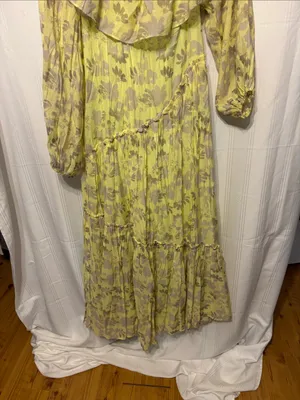 Astr Floral Yellow and Gray Tiered Maxi Dress thumbnail 6