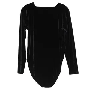 Velvet Bodysuit Whimsigoth Witchy Y2K Minimalist Ballet Square Neck Black Large thumbnail 2