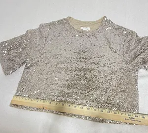 H&M Glittering Sequin Crop Top - Gold thumbnail 7