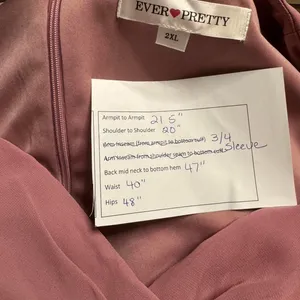 Midi Dress 2X 2XL Mauve Pink V Neck Chiffon Bodice Wedding Cocktail Asymmetrical thumbnail 7