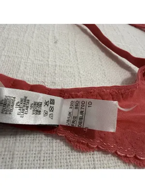 Cosabella Prettie Bra Coral Pink Lace Sz 32D Underwire Unlined Made In Italy thumbnail 7