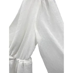 Tiered Ruffle White Mini‎ Dress Womens Large V Neck Romantic Feminine Tie Back thumbnail 2