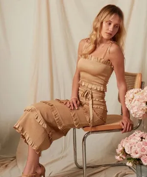 V. Chapman Lily Dress in Warm Sand Smocked Midi Revolve Size 2 thumbnail 1