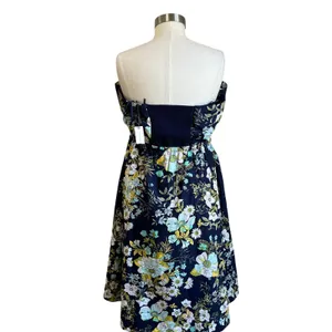 Anthropologie‎ Floral Ruffled Strapless Blue A Line Dress NWT Size Large thumbnail 2