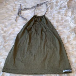Poor Pitiful Pearl Army Green Cotton Tie Neck Halter Top Handmade Size S. thumbnail 1