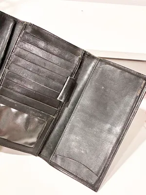 Vintage Black Leather Coach Trifold Wallet Snap Button thumbnail 3
