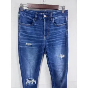 American Eagle 4 Blue Super‎ Hi-Rise Jegging Women's Distressed Raw Hem thumbnail 4
