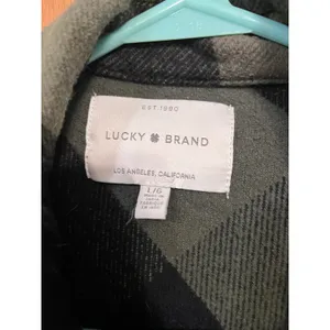 Lucky Brand Oversized Plaid Flannel Shirt Jacket Shacket Green Black L thumbnail 4