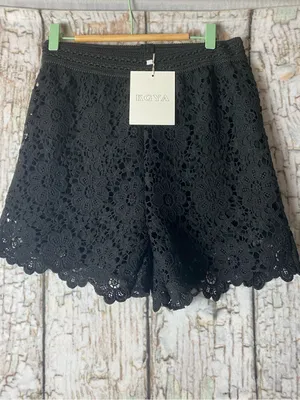 Luxe Black Lace Shorts Summer Chic Goth Grunge Glam Quiet Luxury M thumbnail 2
