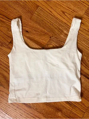 Brandy Melville White Scoop Crop Tank thumbnail 4