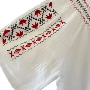 Ouwei White Red Black Embroidered Ethnic Festival Blouse SZ XL #2488 thumbnail 3