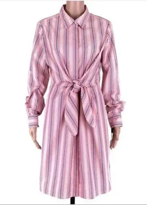 Calvin Klein Women's Pink Multi Color Long Sleeve Button Down Dress Size 10 thumbnail 1