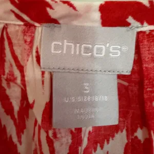 Chico's Popover Ikat Flare Top Women's 3 XL‎ Scarlet Boho Hippie Classic Fairy thumbnail 6