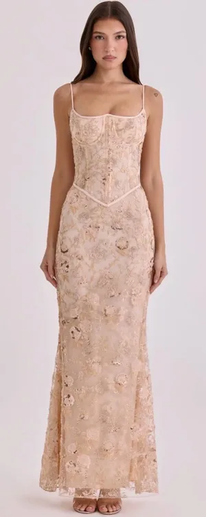 House of CB Blush Embroidered Lace Maxi Dress thumbnail 1