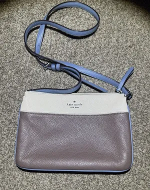 Kate Spade Crossbody Bag‎ Blue Brown Pebbled Leather thumbnail 1