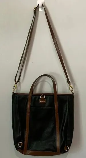Fossil Cowhide Leather Black And Brown Shoulder Crossbody bag #768 thumbnail 1