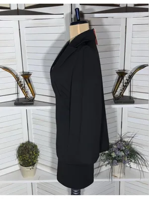 Dance & Marvel rare elegant sexy cape black mini dress deep v neck cocktail sz S thumbnail 4