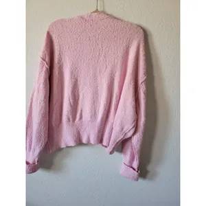 FREE PEOPLE Women’s Cardigan Pink Oversized Vneck Knit Boho Size M thumbnail 4