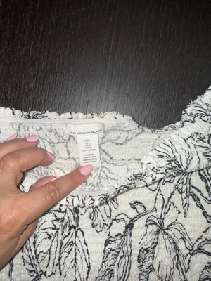 H&M Cream Off-Shoulder Smocked Floral Crop Top thumbnail 4