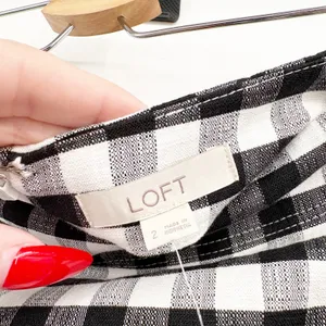 NWT LOFT Womens Black White Gingham Checkered Preppy A-Line Mini Skirt Size 2 thumbnail 3