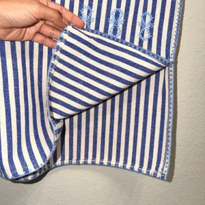 Tuckernuck Sullivan Embroidered Canvas Caftan sz M Blue Stripe Mini Swim‎ Cover thumbnail 9