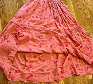 Free People Dahlia Embroidered Maxi Dress in Melon thumbnail 11