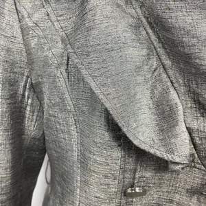 Express Double Breasted Silver Chiffon Trench Coat Size M thumbnail 5