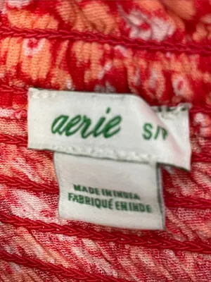 aerie Red Floral High-Waist Smocked Shorts thumbnail 3