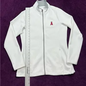 Antigua‎ Women's MLB Los Angeles Angels White Full Zip Leader Jacket Size Small thumbnail 3