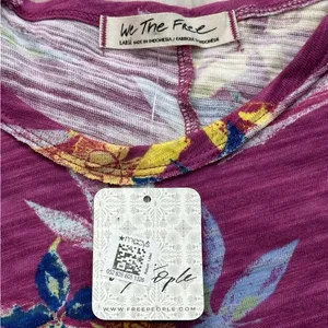 NWT We the Free Free People Hey Girl Cotton Tank Top In Spring Plum Combo thumbnail 8