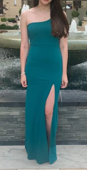 Windsor Aqua Blue One Shoulder Evening Gown thumbnail 1