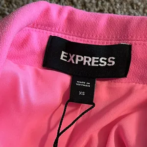 EXPRESS Cropped Elegant Neon Pink One Button Women's Blazer Size XS thumbnail 7