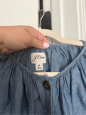 J. Crew Tie-sleeve button-front dress chambray blue thumbnail 3