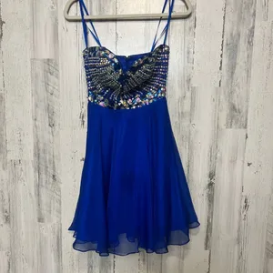 Anny Lee Blue Strapless Rhinestone Skater Dress XS Prom Homecoming Party Dress thumbnail 4