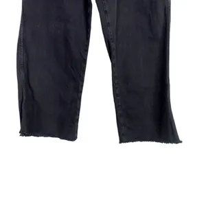 Zara Relaxed Fit Utility Style Wide Leg High Rise Raw Hem Jeans Pockets M Black thumbnail 8