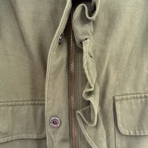 Anthropologie DOLAN Ruffle Utility Jacket XS Olive Green Military Boho thumbnail 4
