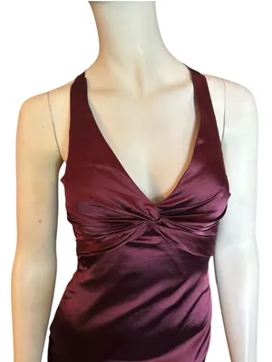 Monvelli Elegant Halter Satin Floor Mermaid Prom Gown Wine Size 2 NWT thumbnail 2