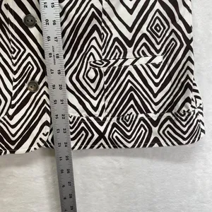 Chicos Blazer Jacket‎ Womens 2 Large Cotton Blend brown cream geometric thumbnail 7