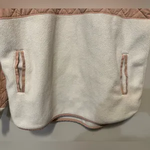 Abercrombie & Fitch Asymmetrical Snap Fleece Pullover White Blush Pink Size M thumbnail 3
