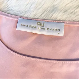 AMANDA UPRICHARD Cold Shoulder Blouse Top Short Flutter Sleeve Light Pink XS‎ thumbnail 6
