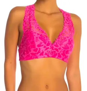 Felina bralette lace razor back bright pink Size L NWT thumbnail 1