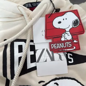 ZARA Peanuts Snoopy Cream Hoodie Sz M thumbnail 13