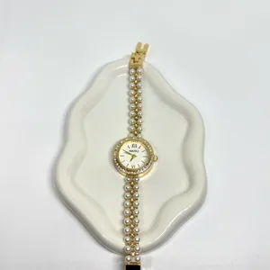 Gold and Pearl dainty vintage style watch thumbnail 2