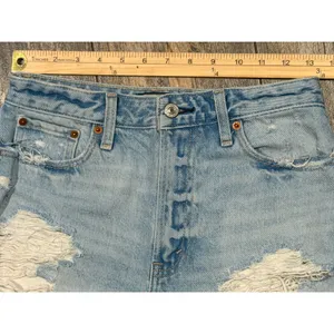 Abercrombie & Fitch Annie High‎ Rise Distressed Denim Shorts Light Wash 26/2 thumbnail 5
