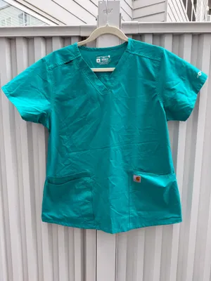 Carhartt Force C12113 Scrub Top Women’s Medium Teal Stretch Modern Fit thumbnail 4