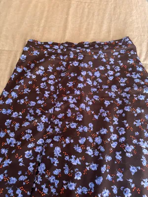 Blue and black floral skirt thumbnail 3