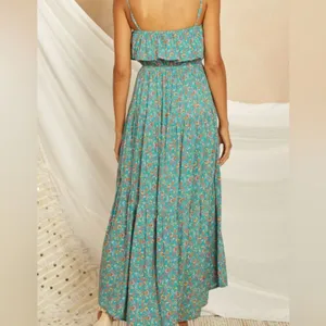 Green Floral Ruffle Boho Maxi Dress thumbnail 2