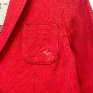 Abercrombie & Fitch Cropped Red Blazer Size XS Wool Blend 2 Button Jacket Preppy thumbnail 4
